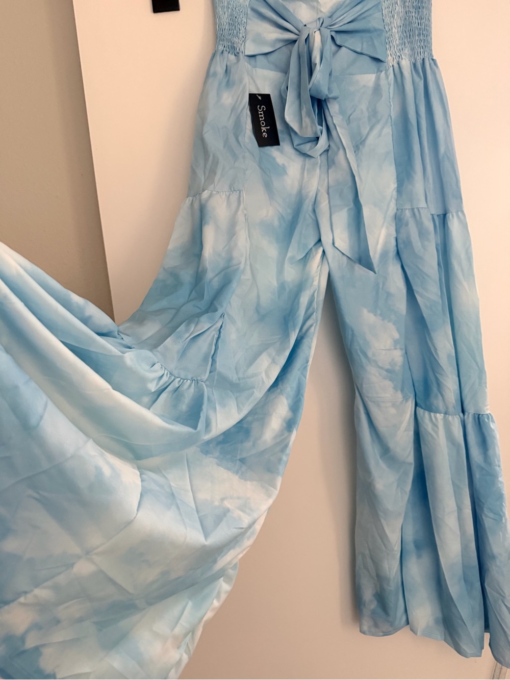 Baby blue tie-dye wide-leg pants - Picture 3 of 5